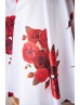 Red Printed Satin Pearl Embellished Knee Length Flower Girl Dress